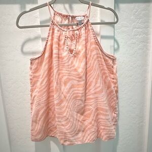 Nine West high neck keyhole tank Peach‎ Swirl print